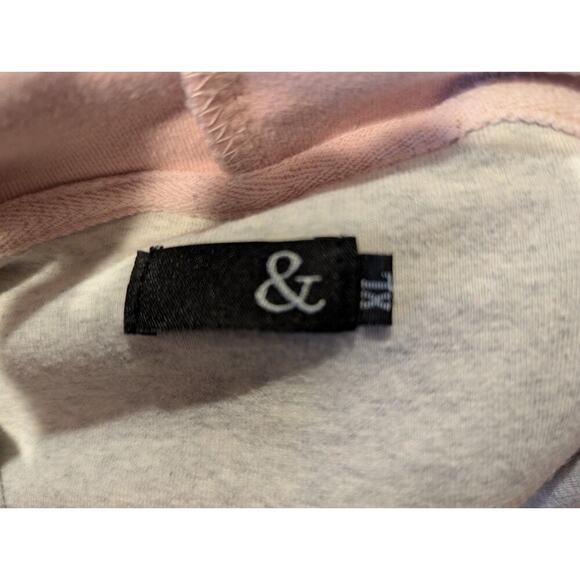 & Womens Asymmetry Neck Long Sleeve Double Hood Hoodie Gray/Pink XL Pockets - Picture 9 of 10